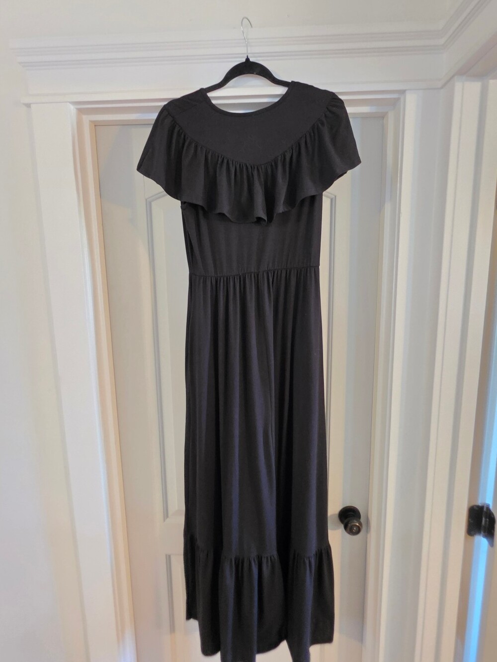 Reborn Black Ruffle-Detail Maxi Dress